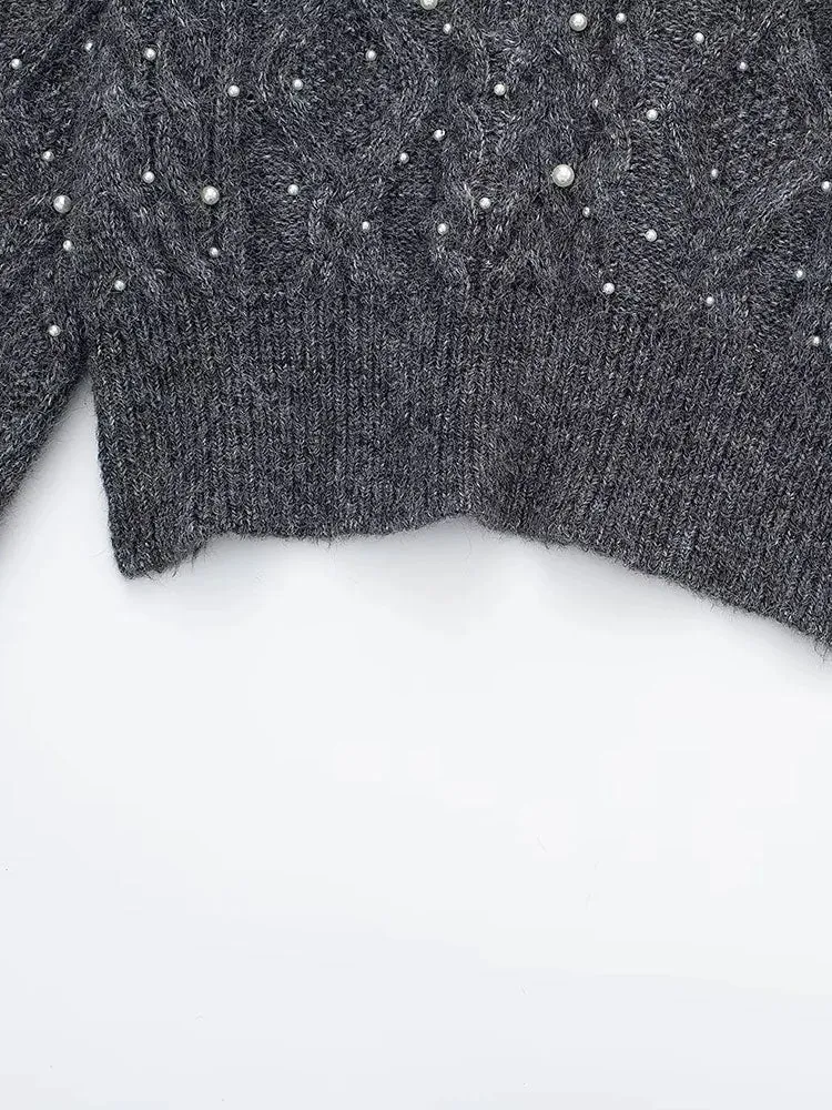 Znbbw Women Knit Pullover Silver Thread Long Sleeved O Neck Blouse Loose Sweater Top Female - Image 4