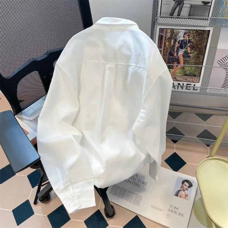 Znbbw Women Solid Hollow Out Shirts Lapel Long Sleeve Loose Waist Fashion Patchwork Blouse Female Chic Casual Shirt 2023 NEW - Image 6