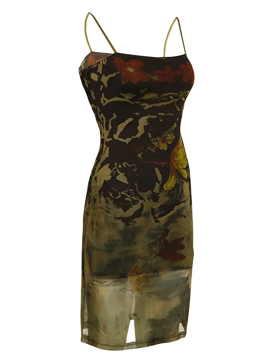 Znbbw Backless Mesh Dress for Women - Y2K Sleeveless Spaghetti Strap Party Dress Perfect for Cocktail Beach and Streetwear - Image 4