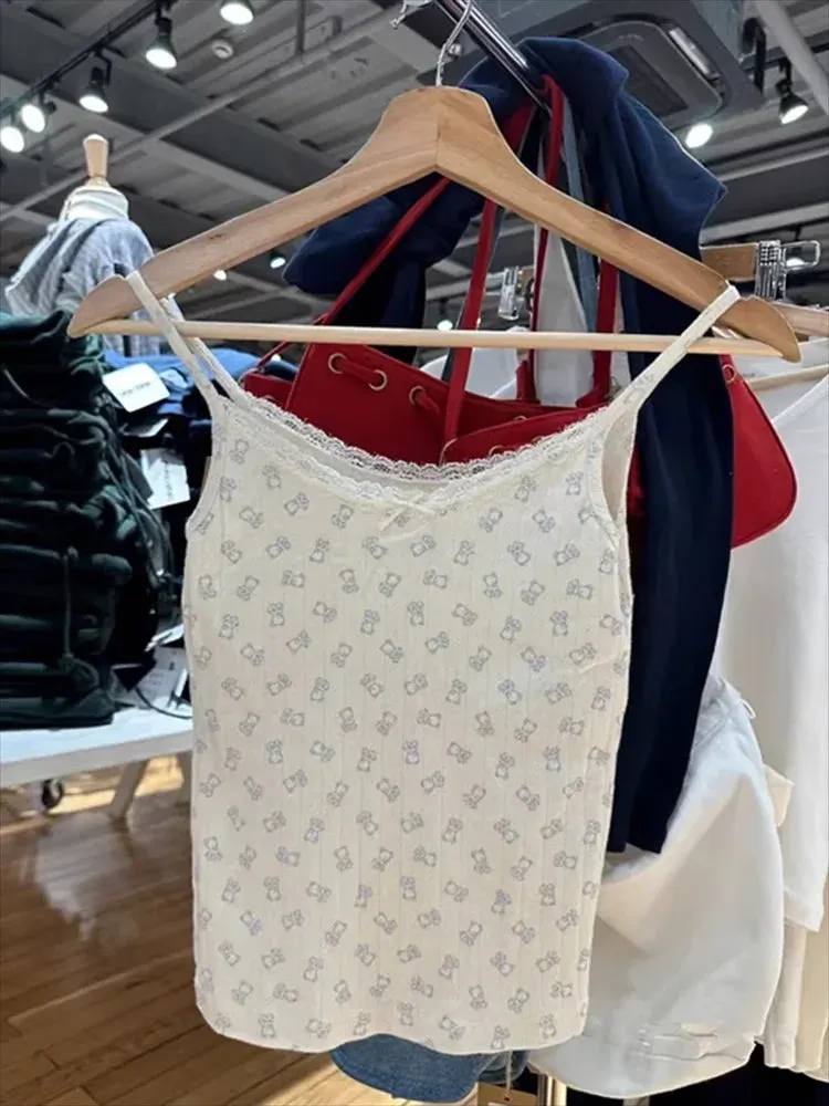 Znbbw Bear Print Eyelet Casual Long Pants Women Clothes Cotton Elastic Waist Home Trousers Vintage Cute Autumn Straight Pants - Image 17