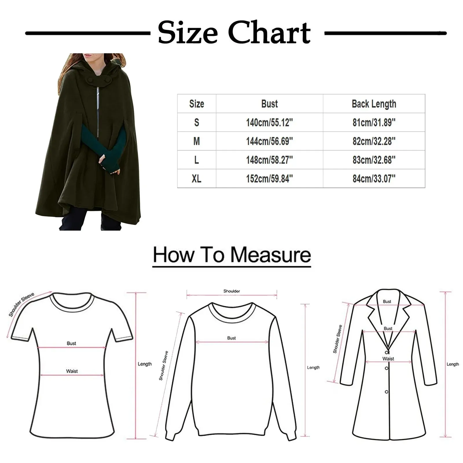 Znbbw Women Hooded Medium Cape Winter Vintage Overcoat Fashion Button Cloak Woolen Coat Womens Fall Jackets And Coats for Work - Image 6