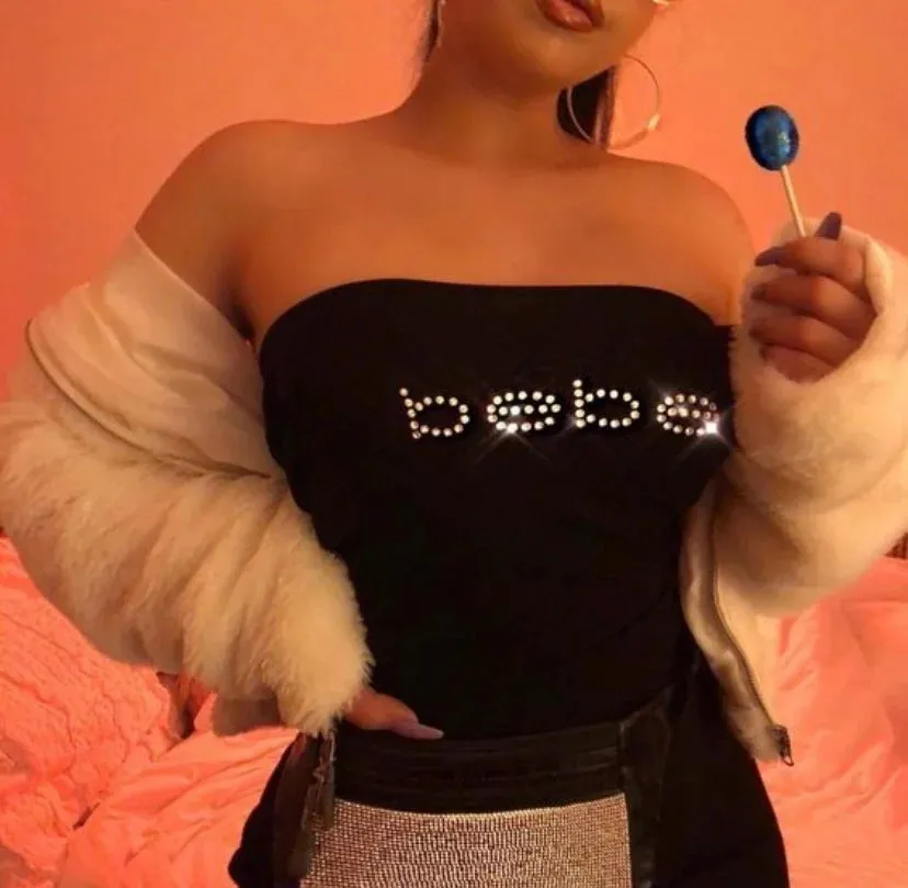 Znbbw and American spicy girl style strapless sexy wrapped chest hot diamond letter exposed navel short women's clothing - Image 4