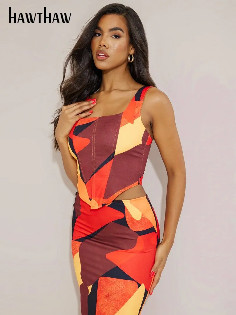 Znbbw Women Elegant Tank Tops Long Skirts Two Piece Sets Vacation Outfits 2023 Summer Autumn Wholesale Items For Business - Image 2