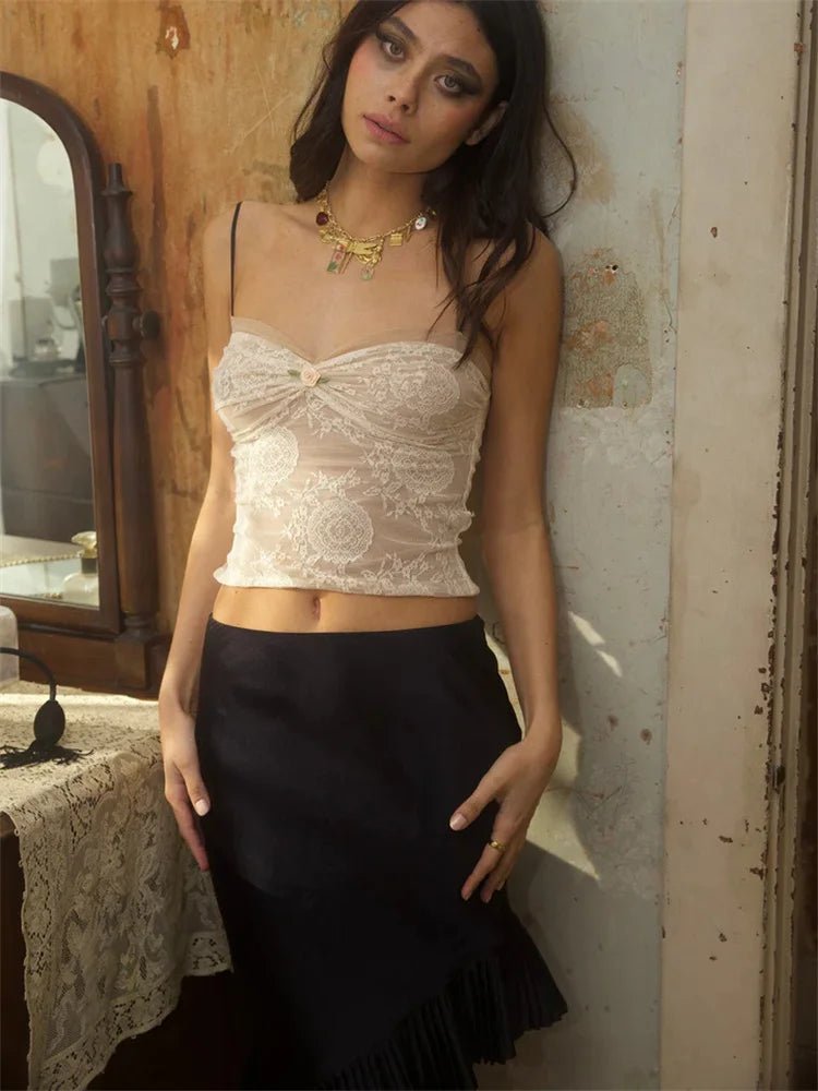 Znbbw Women Y2k Spaghetti Strap Crop Tops Fairycore Slim Fit Mesh Backless Sleeveless Tank Top Aesthetic Low Cut Tee Vest - Image 3