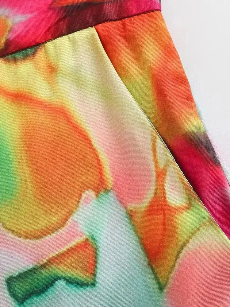 Znbbw 2023 Spring Autumn Pant Women High Waist Floral Print Casual Wide Pants Womens Streetwear Straight Trousers Women 202307 - Image 3