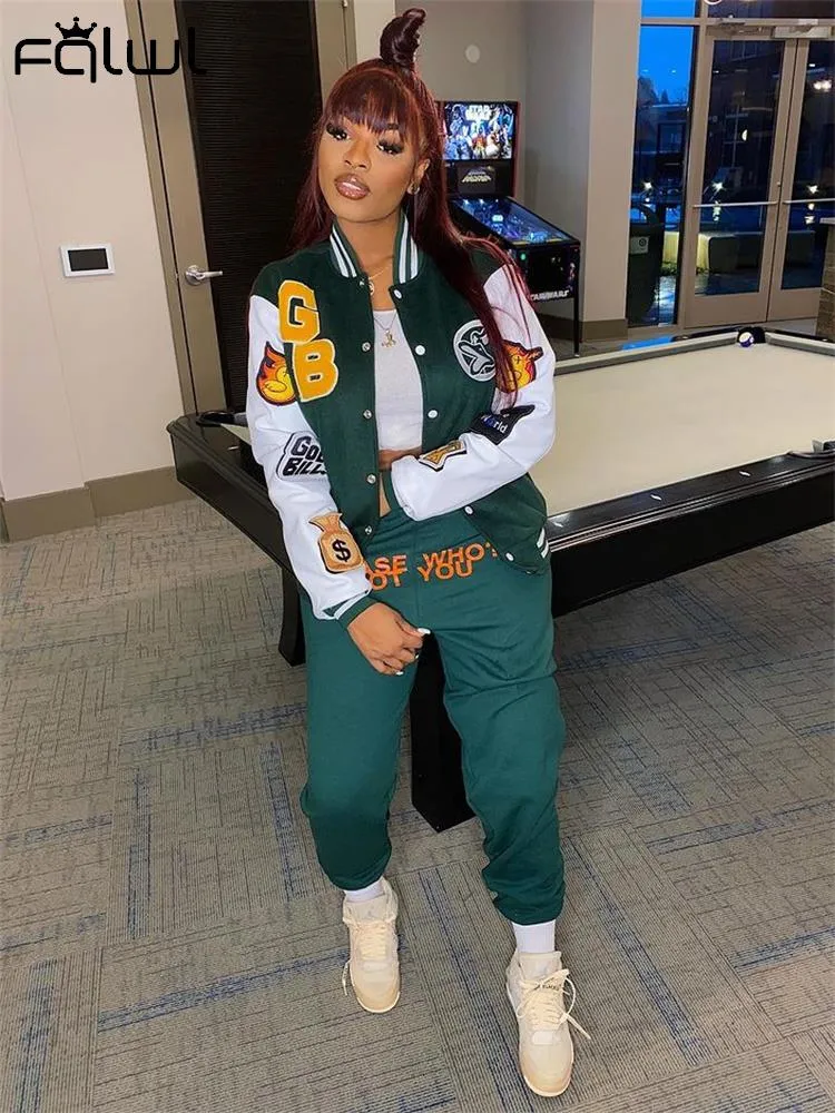 znbbw Autumn Letter Graphic Patchwork Varsity Jacket Women 2023 Long Sleeve Button Up Baseball Jacket Female Cropped Jackets - Image 7