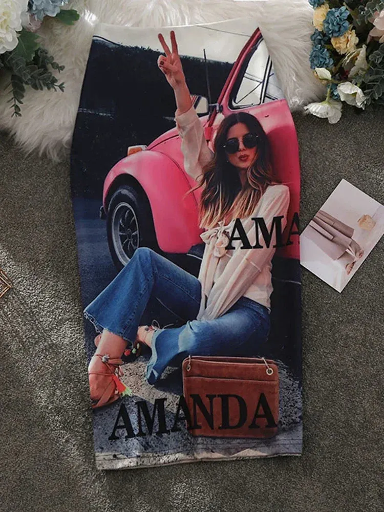 Znbbw Women's Pencil Skirts letters Printed Graphic Summer Autumn High Waist  Slit Tube faldas Woman Stretch Skirt Female GD503 - Image 8