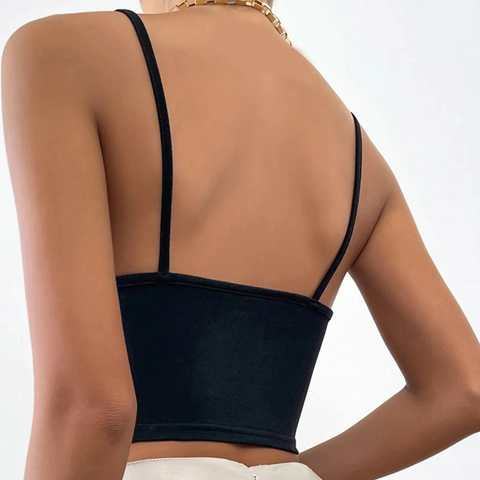 Znbbw Women Sexy Camisole Fashion Black Spaghetti Strap Cami Ring Linked Streetwear Sleeveless Tops Female Skinny Clubwear Slim Vest - Image 3