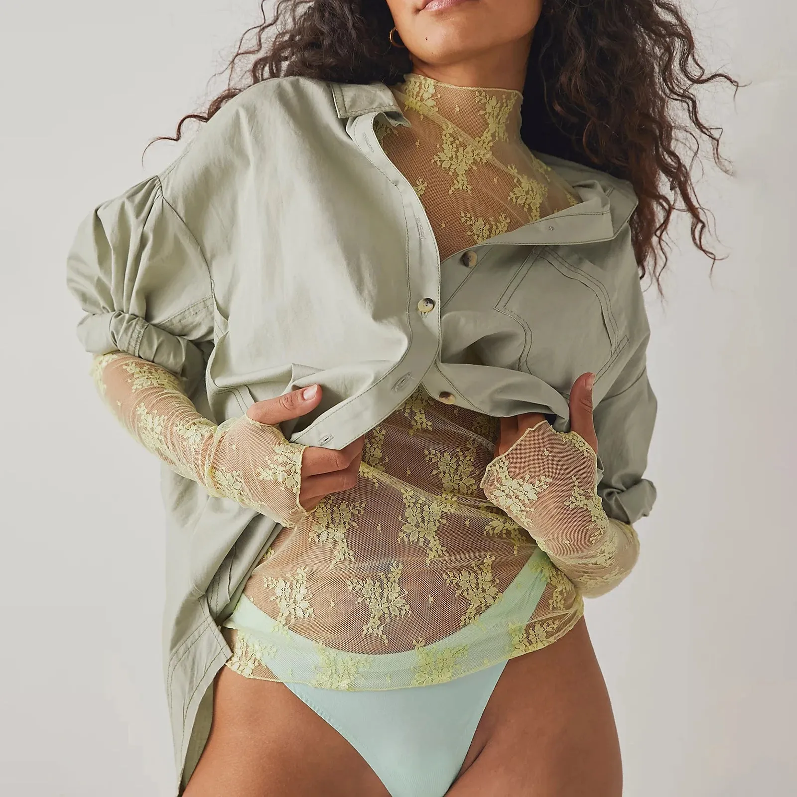 Znbbw Women y2k Fairycore T Shirt See Through Transparent Mesh Tops Long Sleeve Sheer Slim Ladies Turtleneck Aesthetic T-Shirts - Image 6