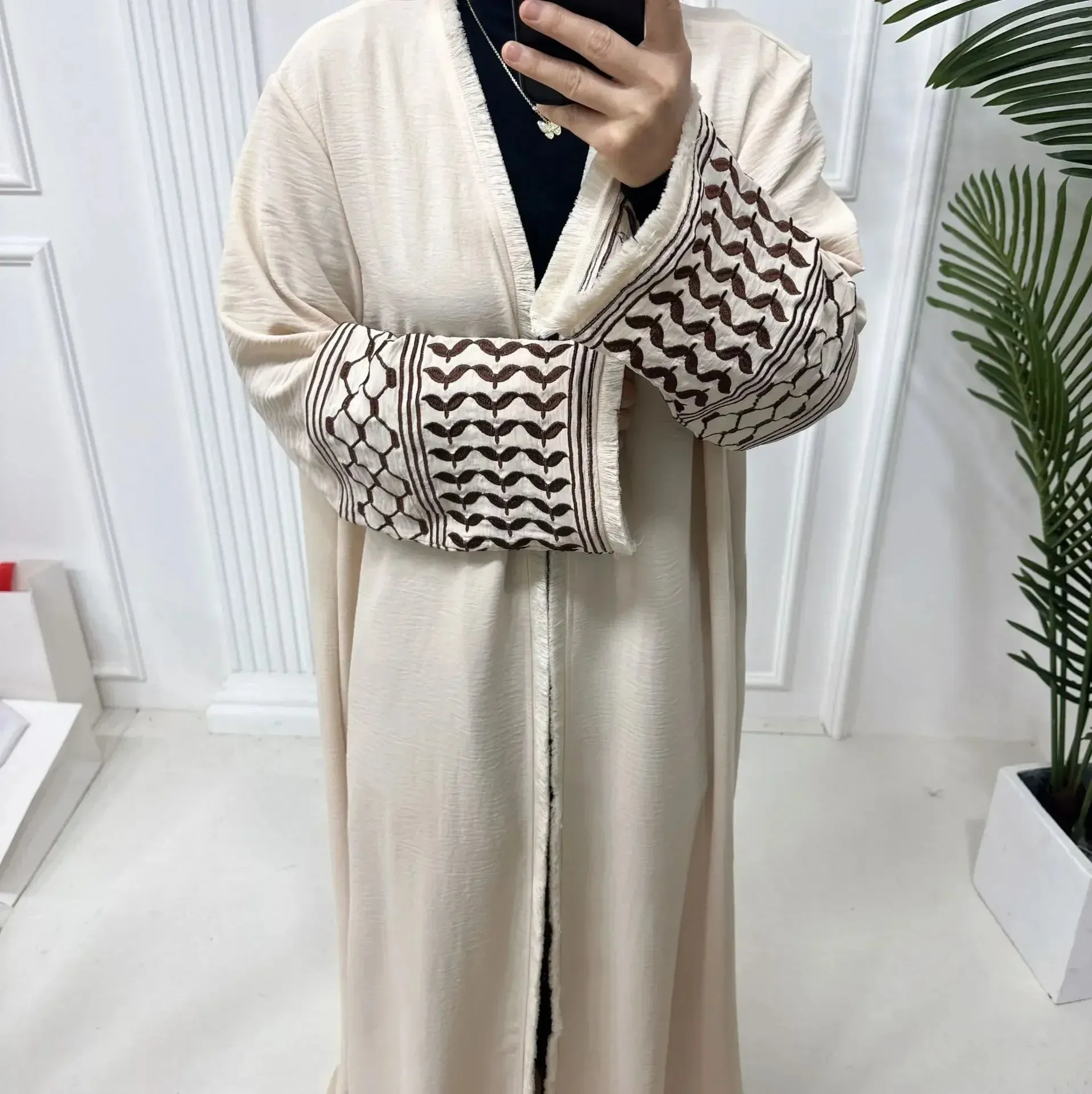 Znbbw Embroidery Kimono Oversized Muslim Robe Abaya Syari Female Full Length Taseel Muslim Abaya Worship Service Abayas Wy1969 - Image 6