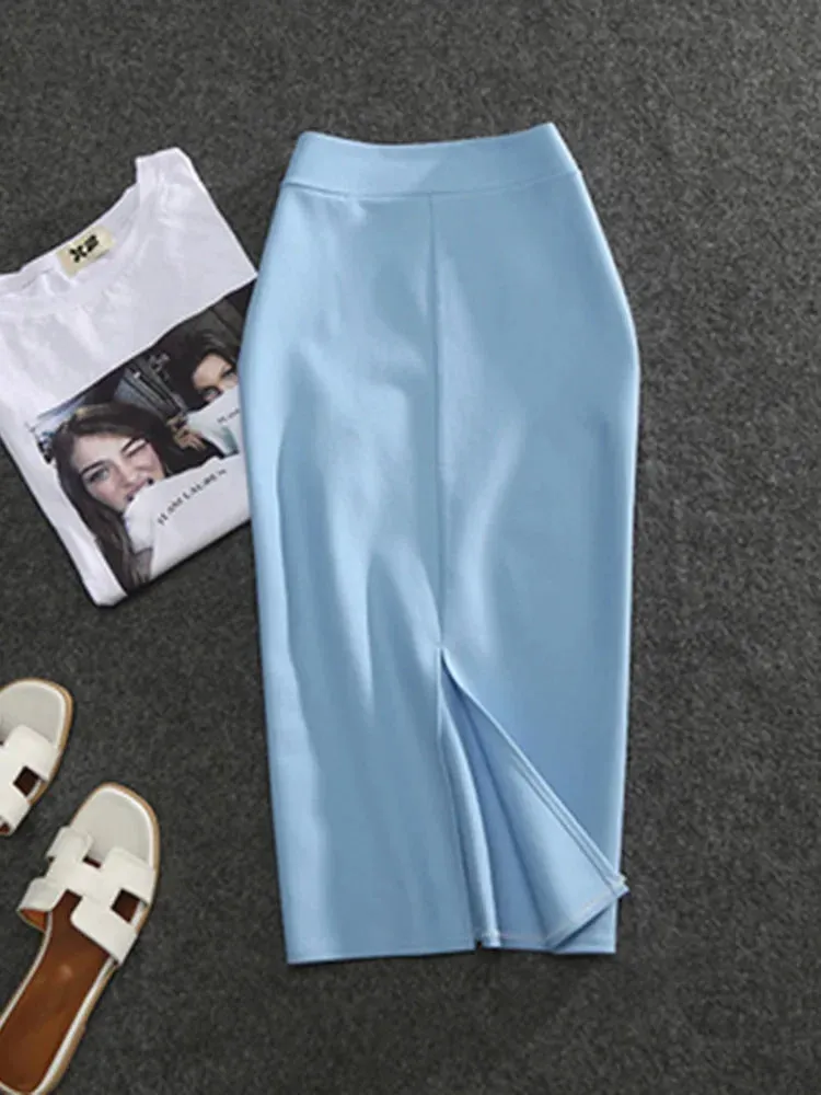 Znbbw Women's Pencil Skirts Solid Pur High Waist Slim Skirt Fit Girl Summer Office Lady Elastic Female Sexy Tube Faldas PL211 - Image 2