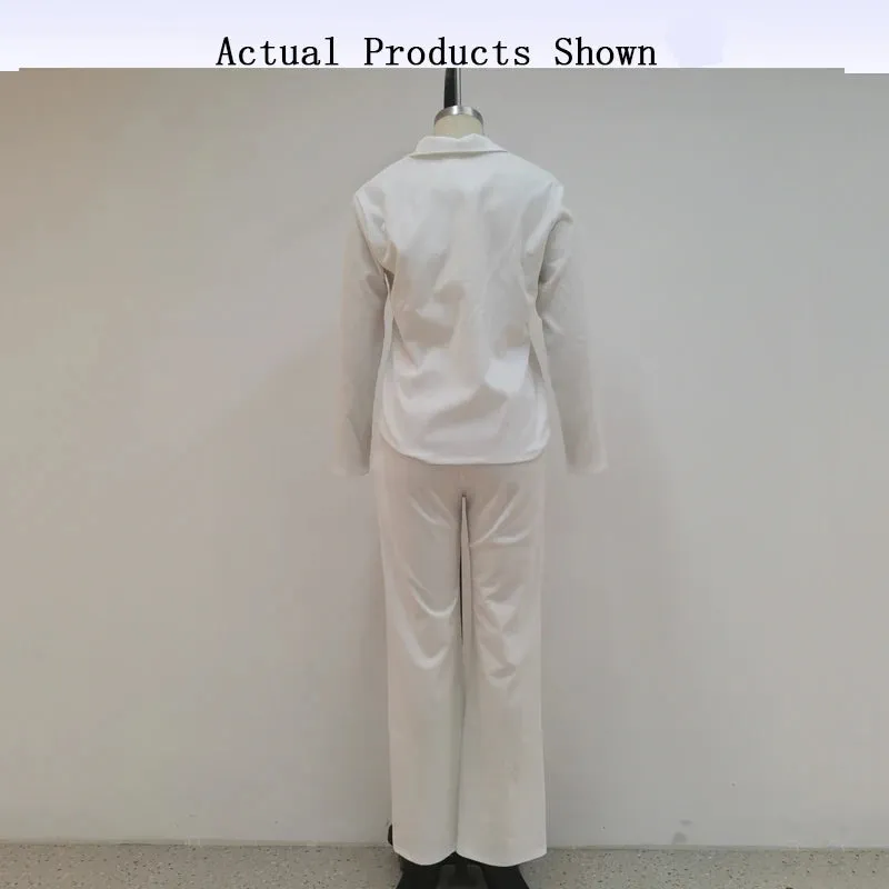 Znbbw Women Two Piece Set Autumn Fashion Commuting Solid V Neck Zipper Long Sleeves Pants Sets High Streetwear - Image 5