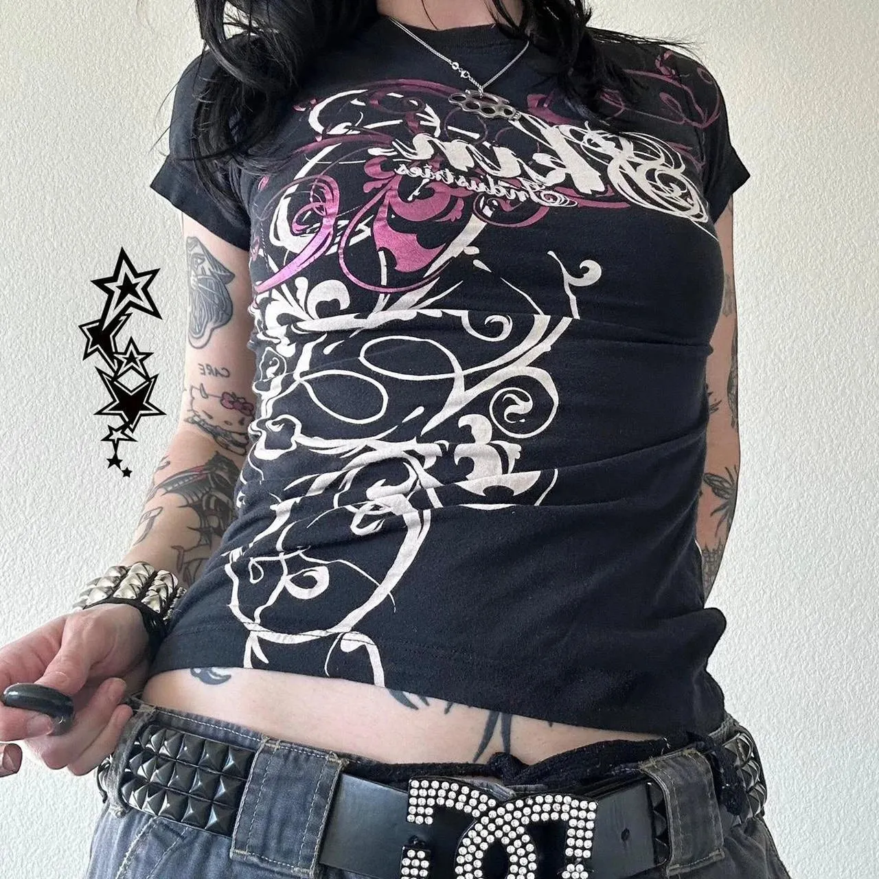 Znbbw Women Vintage Summer y2k Cyber Grunge Graphic Print Crop Tops O-neck Short Sleeve Slim Fits Tees Harajuku Aesthetic T-shirts - Image 3