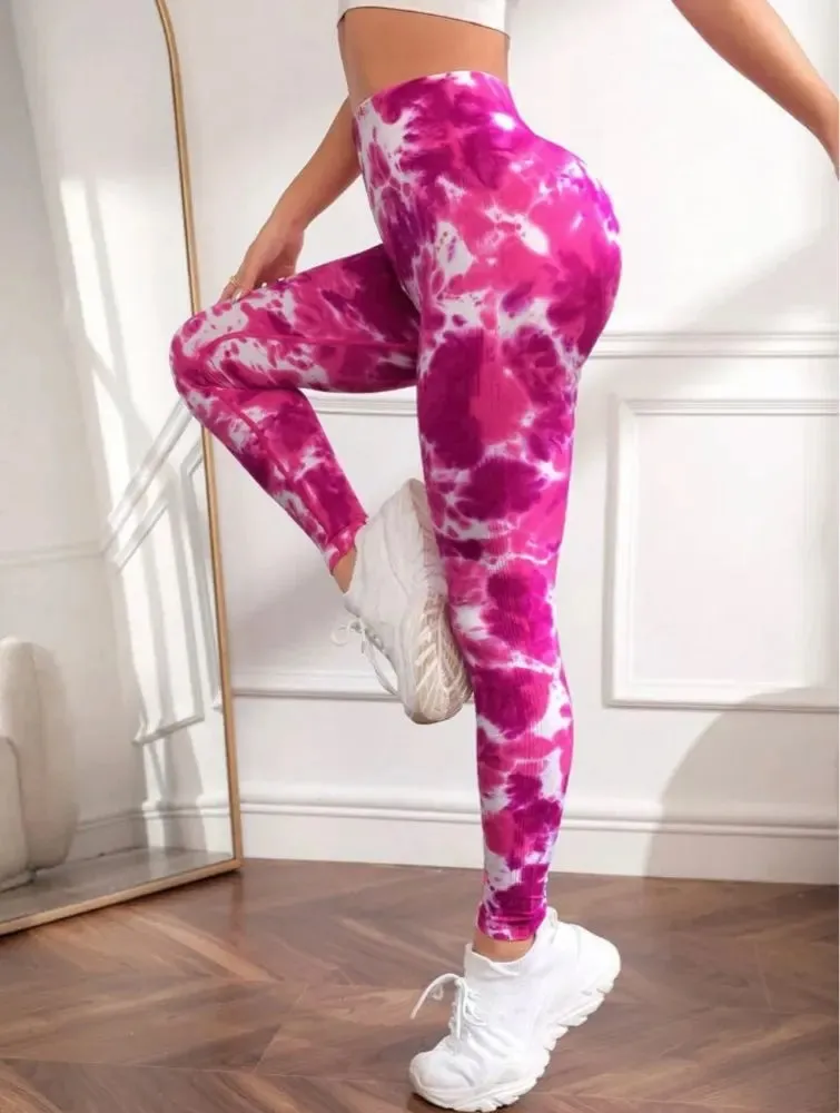 Znbbw Women Seamless Sport Leggings High Waist Print Yogo Stretch Fitness Leggings Tie Dye Booty Lifting Trainning Jogging Pants - Image 4