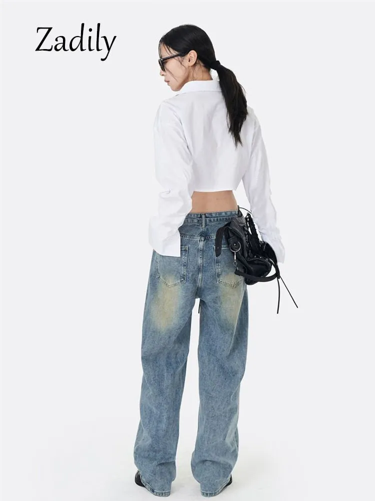 znbbw 2023 Spring Long Sleeve Women's White Shirt Streetwear Y2K Zipper Up Woman Crop Top Blouse Casual Summer Female Clothing - Image 6