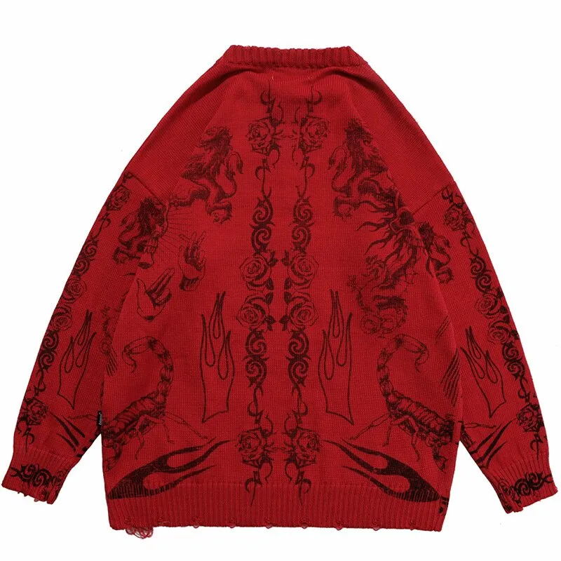 Znbbw Punk Skeleton Graphic Sweater Women Oversized Hip Hop Streetwear Winter Oversize Pullover Sweater Y2K Men Fashion Sweaters - Image 2