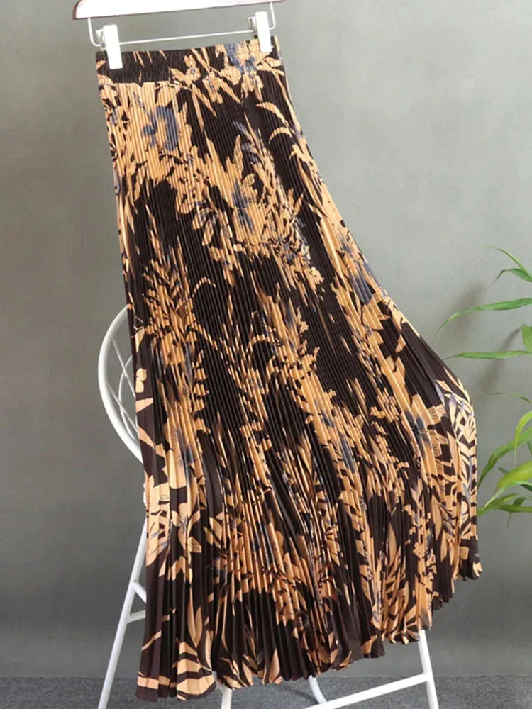 Znbbw Women Spring Summer Skirt Fashion High End Printed Pleats with A New Style of Drape Western Style Organ Hem Skirt D5733 - Image 4