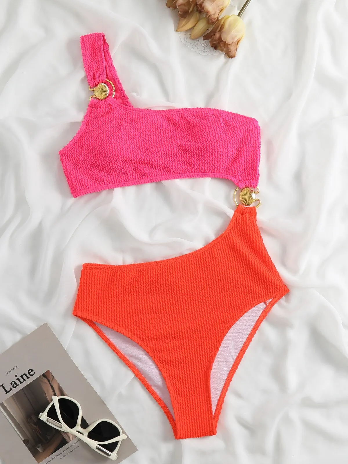 Znbbw Women Sexy One Piece Swimsuits Female One Shoulder Monokini High Waist Swimming Suits 2023 Swimwear Beachwear Beach Bodysuit - Image 2