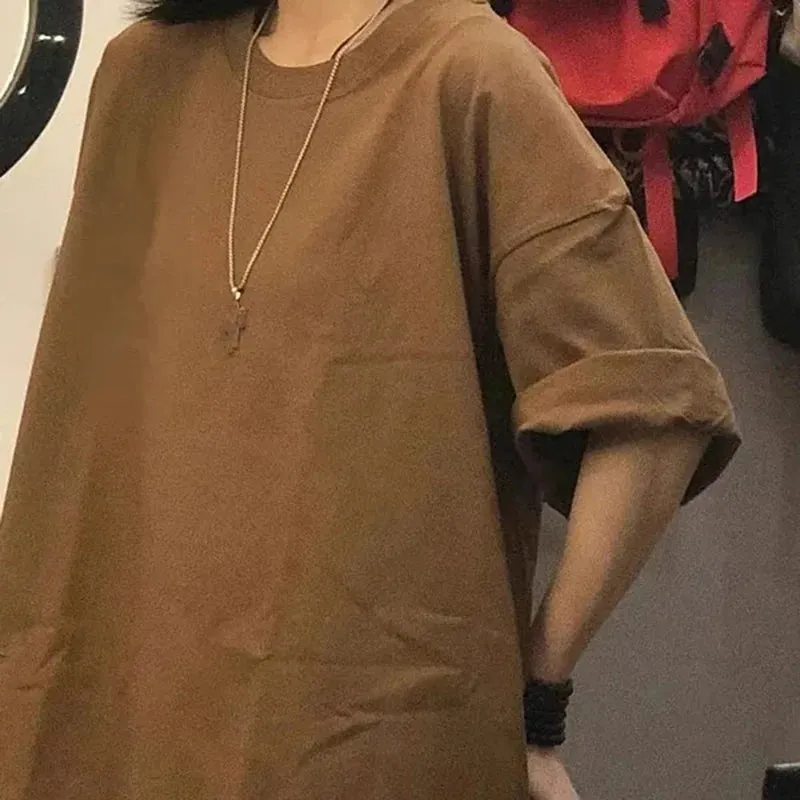 Znbbw 100% Cotton Women Korean T Shirt Fashion Casual Female Loose Summer Tops Preppy Style All Match Student Solid Color Tees - Image 4