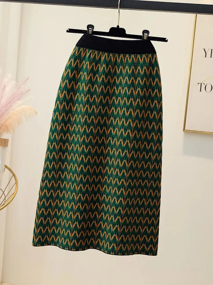 Znbbw Women's Letter Knit Skirt Autumn Winter New High Waist Split Straight Office Lady Long Warm Step Faldas ML297 - Image 6