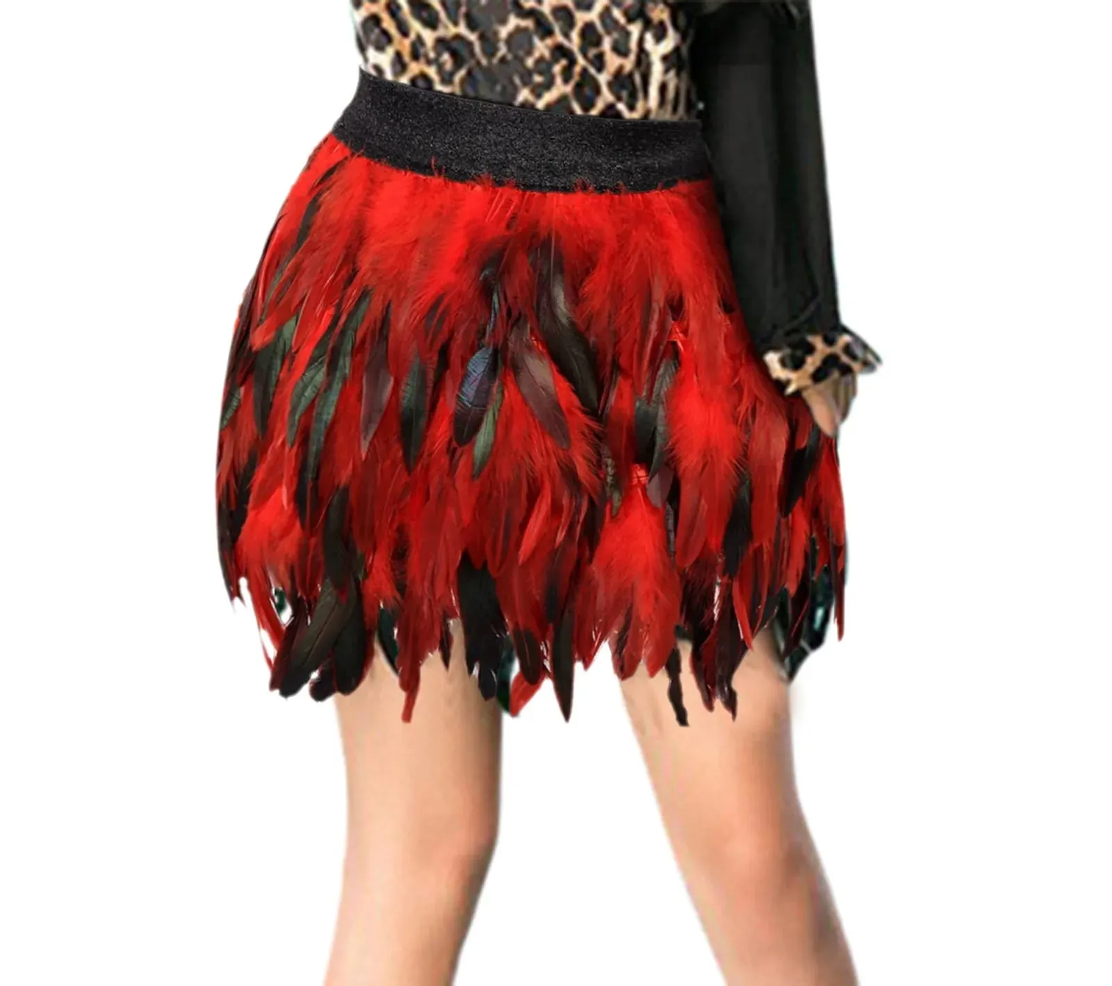 Znbbw Women'S European And American Carnival Stage Performance Clothing Feather Half Body Skirt Short Skirt Chiffon Skirts for Women - Image 2
