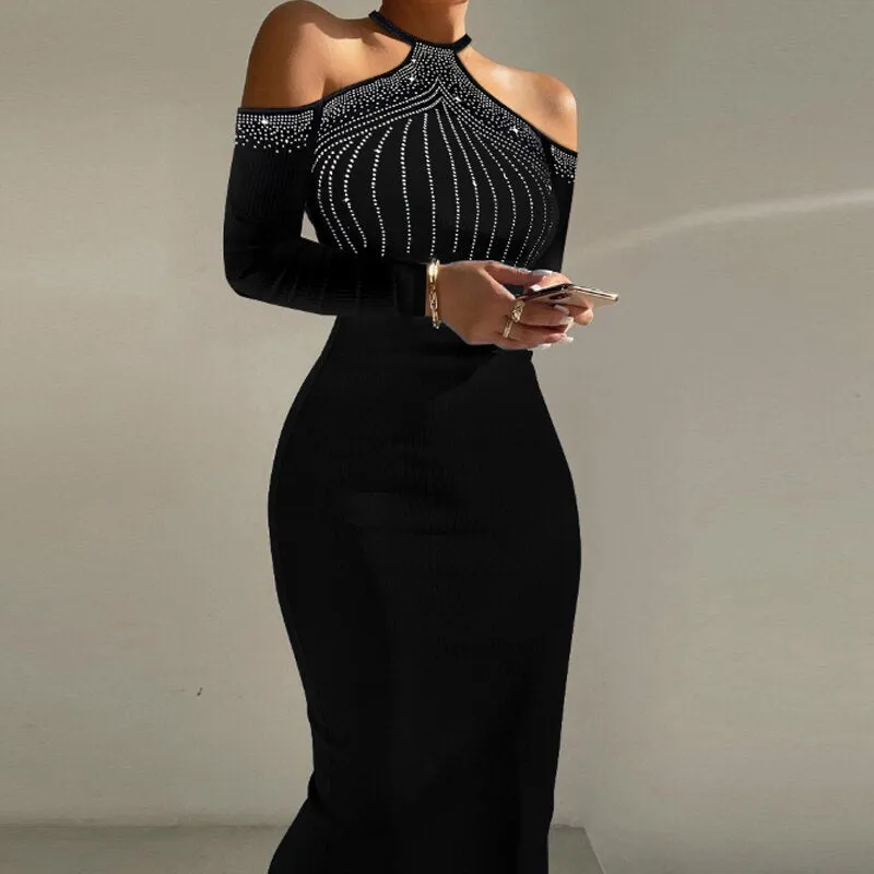 znbbw Women Fashion Slim Patchwork Mesh Maxi Dress 2023 Elegant Glitter Banquet Dress Sexy Turtleneck Bodycon Shiny Ladies Party Dress - Image 11