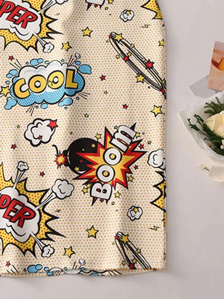 Znbbw Women's Pencil Skirt New Cartoon Mouse Print High Waist Slim Young Girl Summer Large Size Japan Female Falda GD018 - Image 2