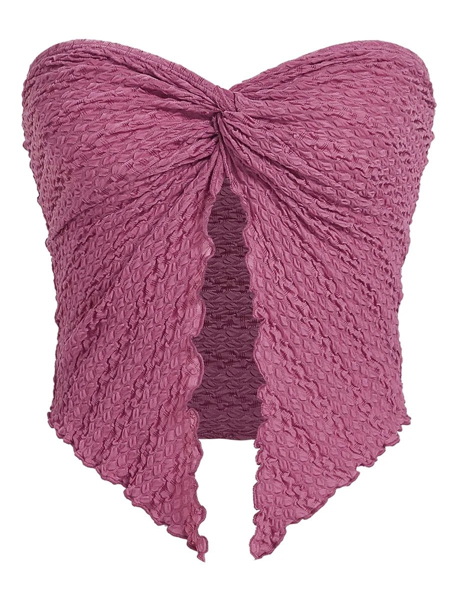 Znbbw Women Y2k Ruched Off Shoulder Tube Tops Strapless Front Open Tops Backless Bandeau Crop Top Sexy Streetwear - Image 6