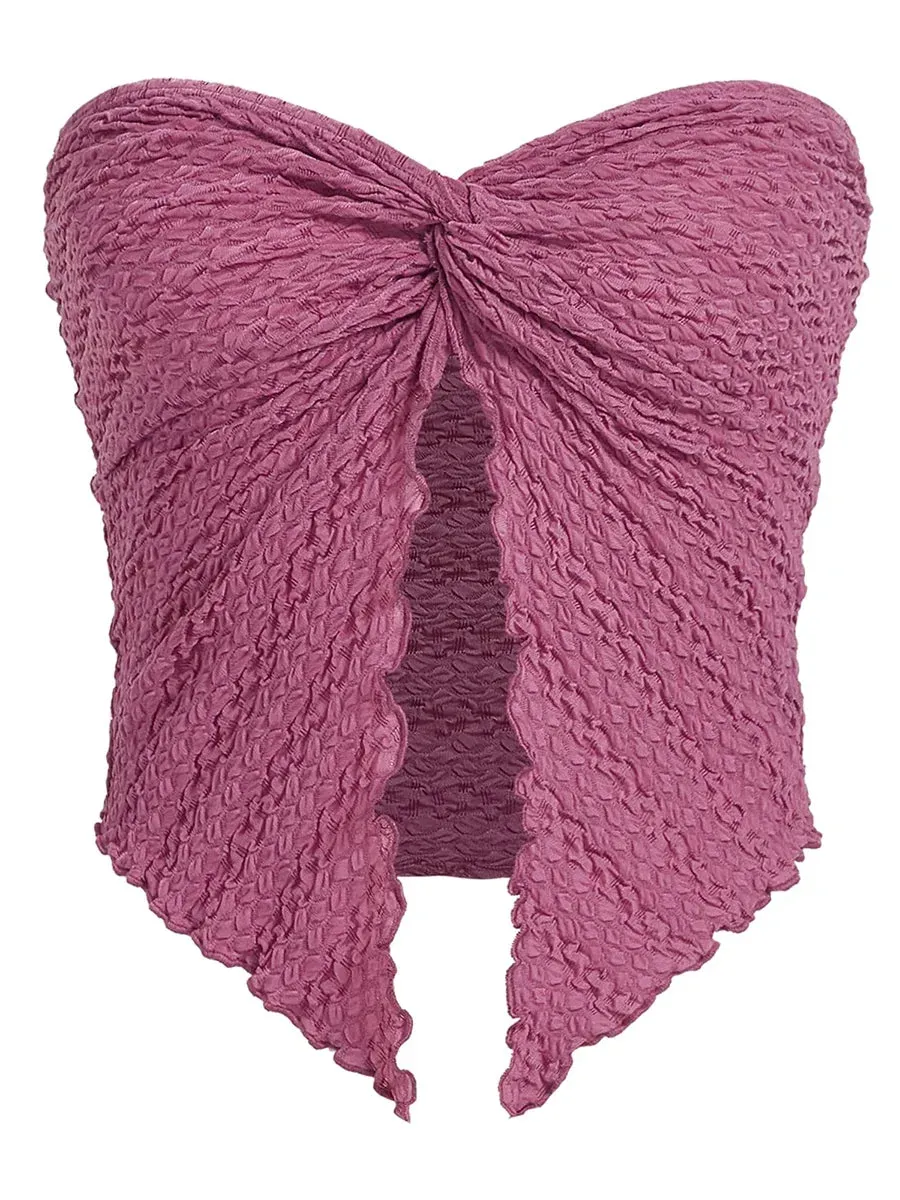 Znbbw Women Y2k Ruched Off Shoulder Tube Tops Strapless Front Open Tops Backless Bandeau Crop Top Sexy Streetwear 0410 - Image 6