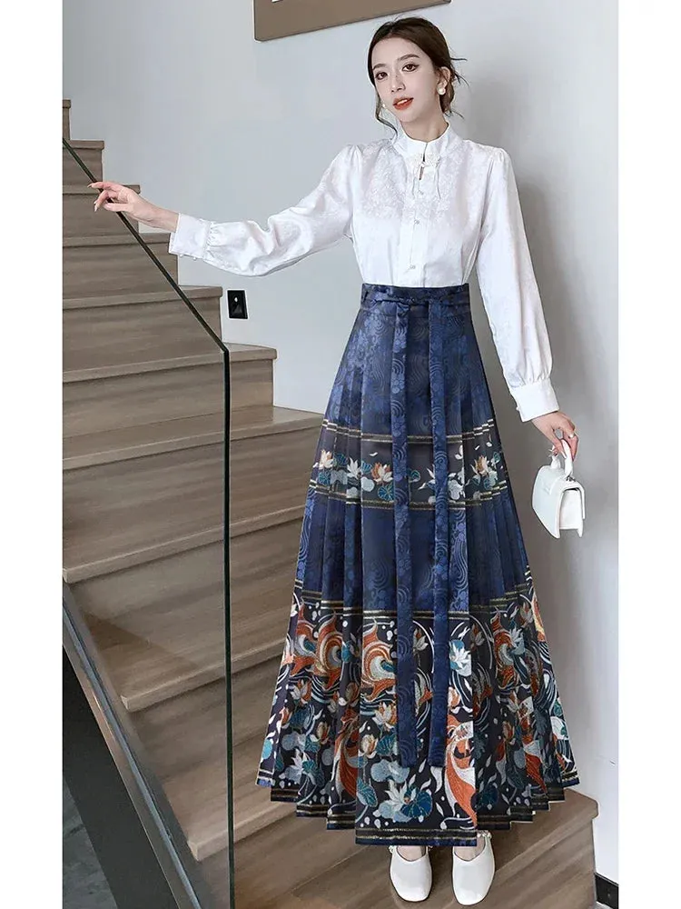 Znbbw Women Spring Autumn Skirt Temperament Daily Elegant New Chinese Style Retro Style Appear Thin Casual Horse-face Skirt D5700 - Image 5