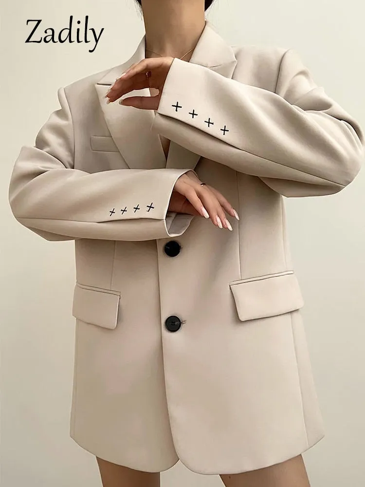 znbbw 2023 Autum Oversize Full Sleeve Long Women Blazer Office Lady Solid Work Suit Blazers Work Female Clothing Jackets Coat - Image 7