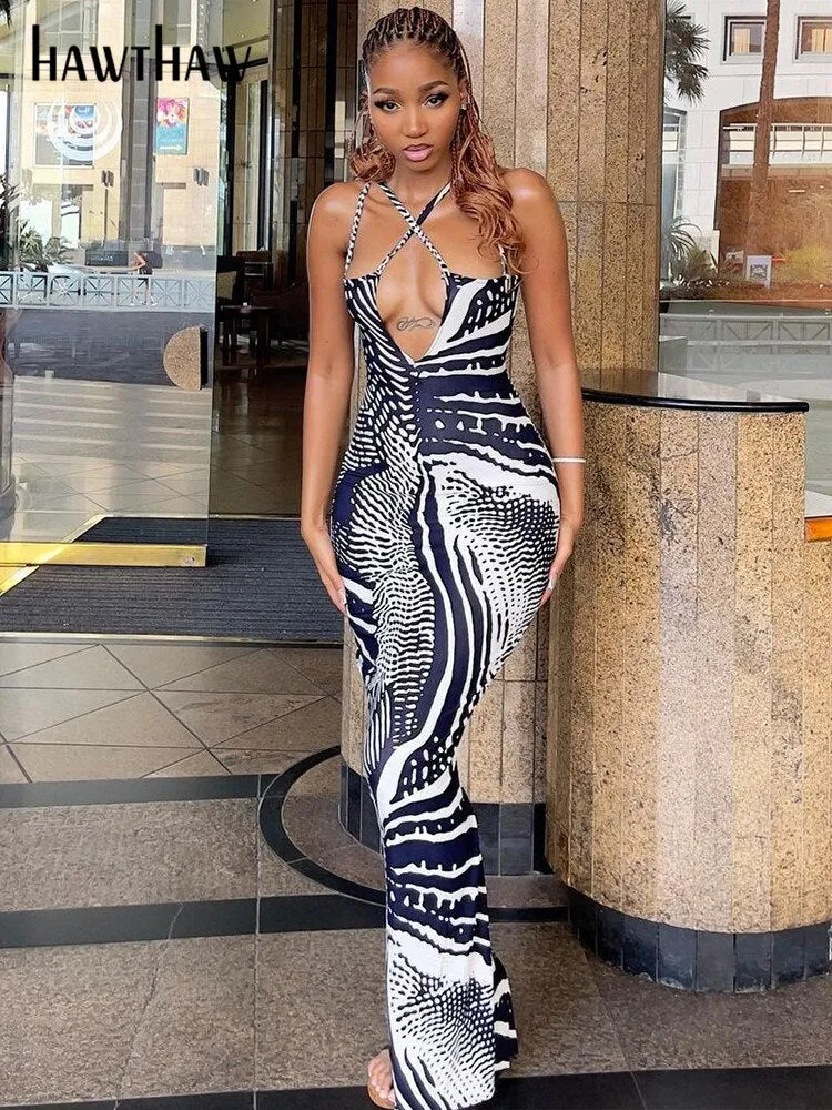 Znbbw Women V Neck Party Club Beach Vacation Streetwear Black Long Dress 2023 Summer Clothes Wholesale Items For Business - Image 3