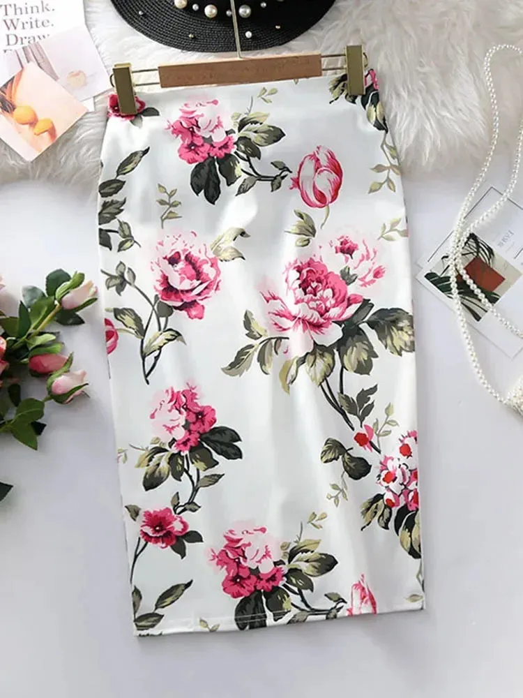 Znbbw Women's Pencil Skirts letters Printed Graphic Summer Autumn High Waist  Slit Tube faldas Woman Stretch Skirt Female GD503 - Image 10