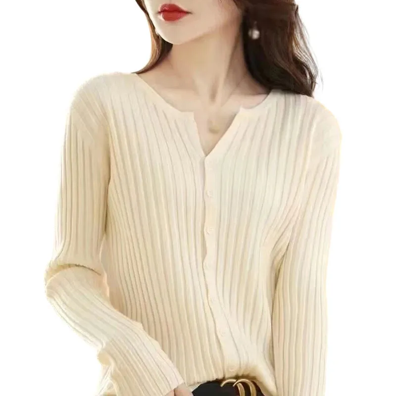Znbbw Women's Cardigan Solid Colour Sweater Autumn Winter Slim Casual Cardigan Sweater - Image 13
