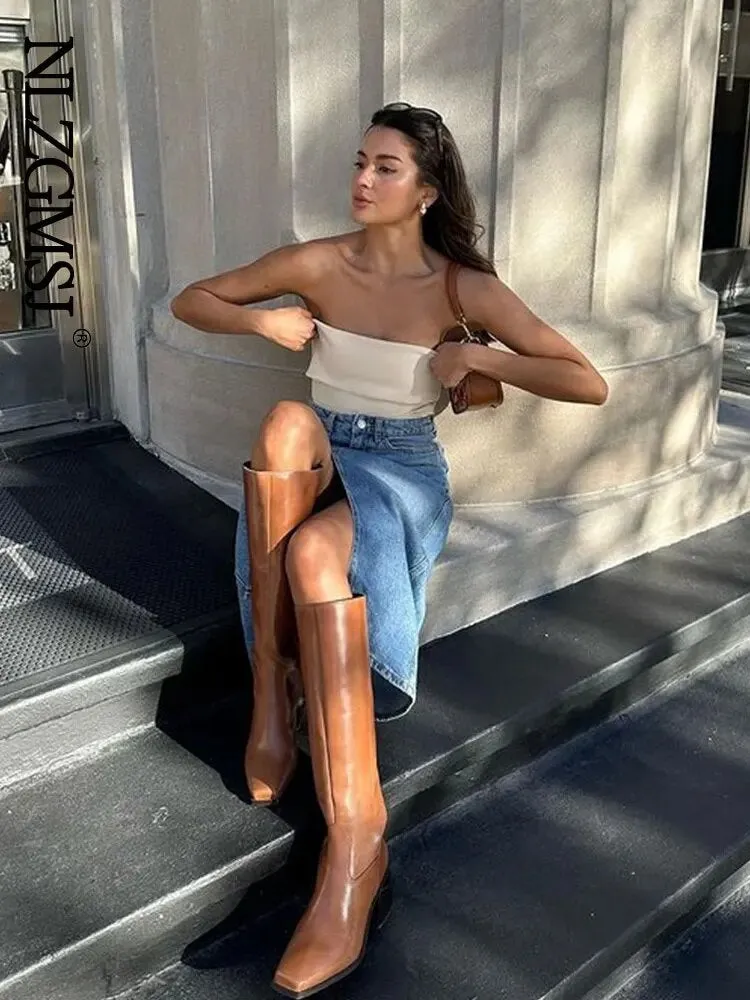 Znbbw 2023 Side Zipper Cropped Bustier Tops Summer Strapless Corest Women Tank Top Sleeveless Party Club Crop Tops F38 - Image 15