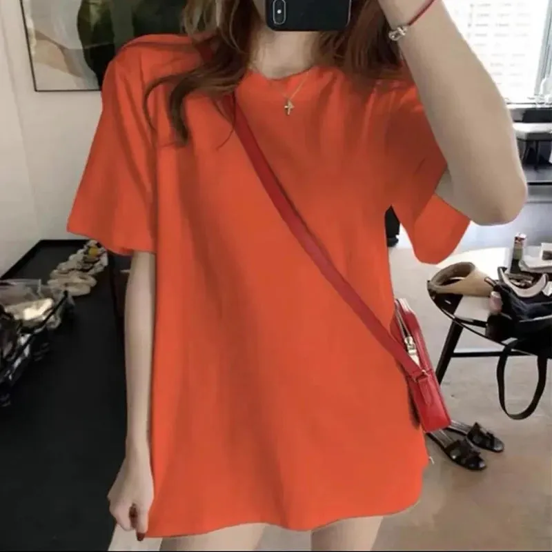 Znbbw 100% Cotton Women Korean T Shirt Fashion Casual Female Loose Summer Tops Preppy Style All Match Student Solid Color Tees - Image 15