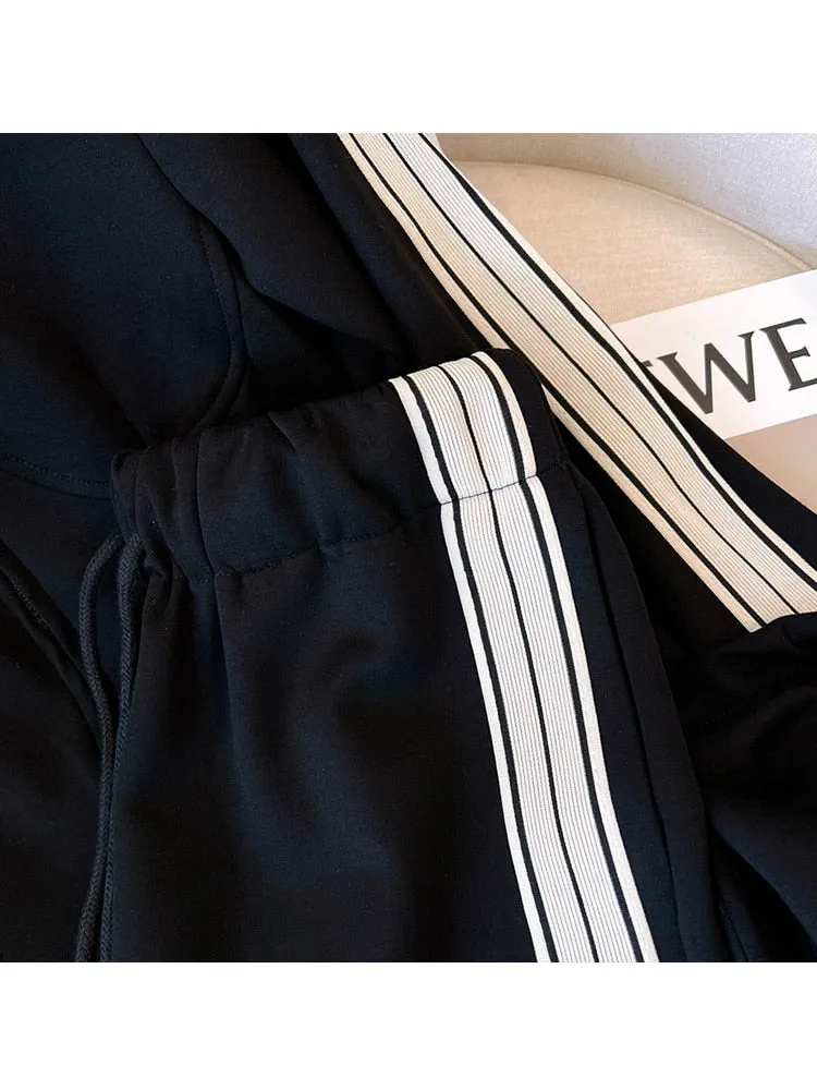 znbbw Women's Two Piece Black Sport Set  Long sleeves Zipper Coat and Pants Tracksuit Female Casual Matching Sets Sportswear Fall 2023 - Image 8