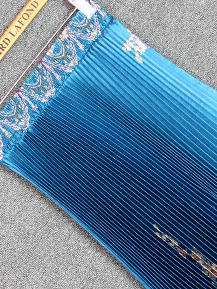 Znbbw Women's Spring Summer Glossy Print Pleated Skirt Large Size High Waist Temperament Was Thin Large Pleated Skirt WA257 - Image 2