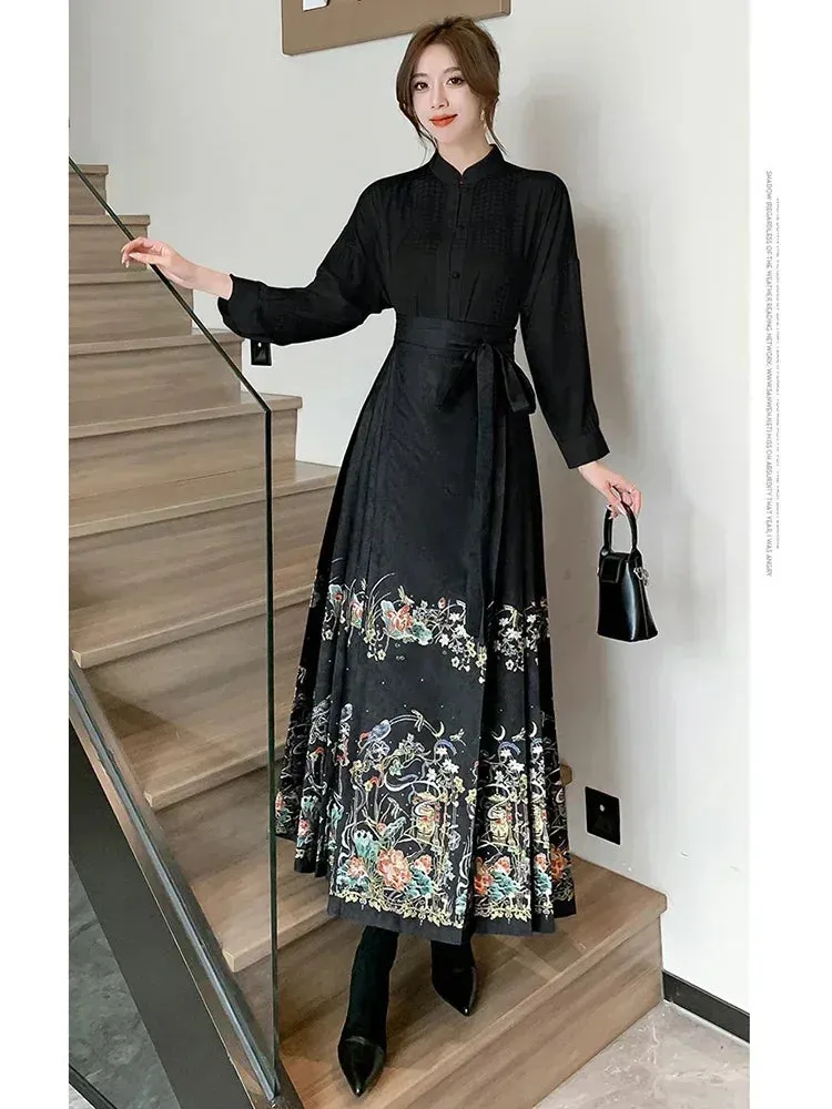 Znbbw Women Spring Autumn 2024 New Weaving Gold Imitation Makeup Chinese Style New Chinese High Grade Horse Face Skirt D5321 - Image 6