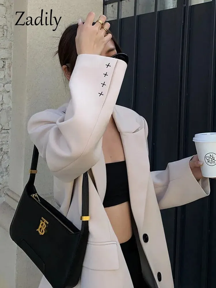 znbbw 2023 Autum Oversize Full Sleeve Long Women Blazer Office Lady Solid Work Suit Blazers Work Female Clothing Jackets Coat - Image 6