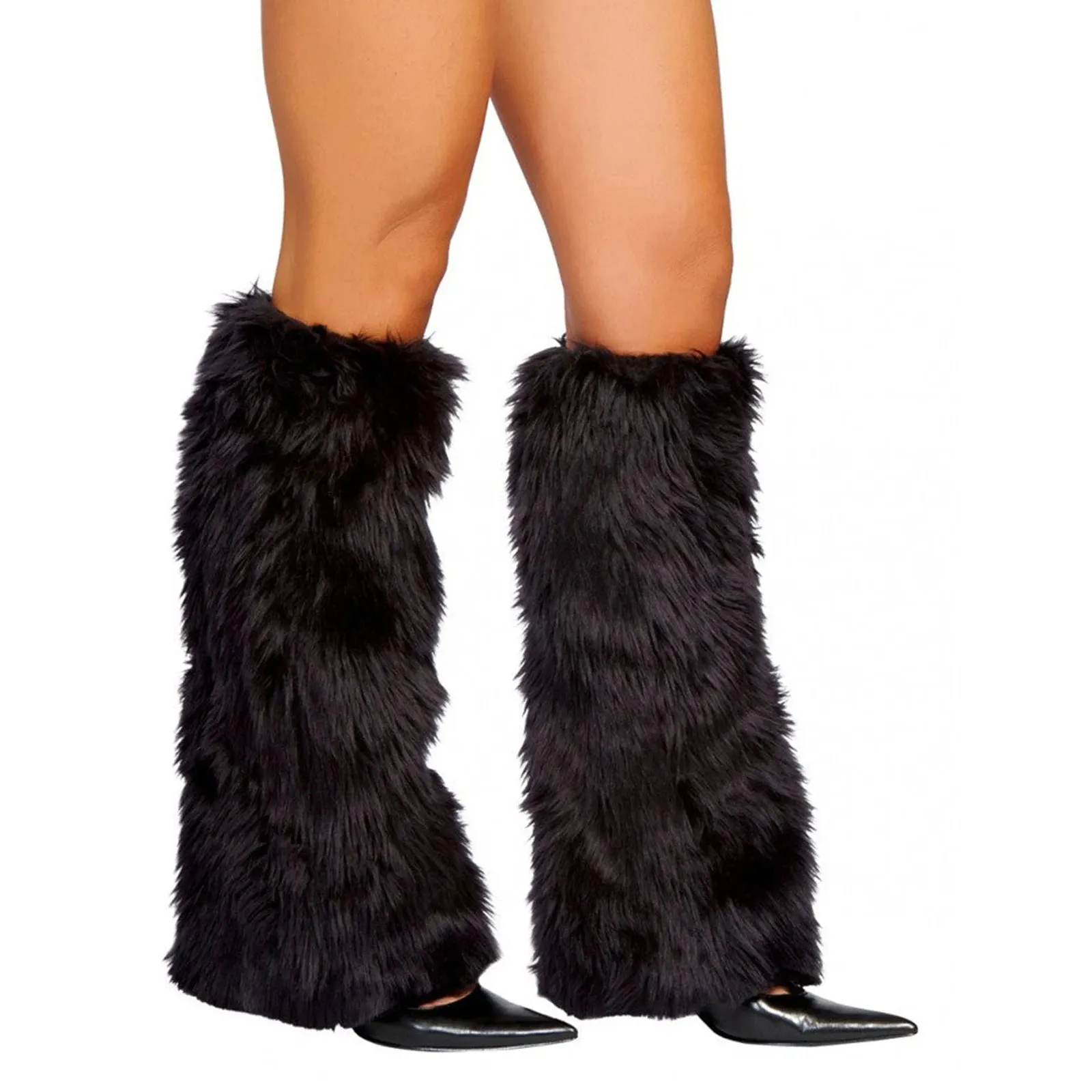 Znbbw Women Faux Fur Leg Warmers Furry Fuzzy Winter Boot Cuffs Cover Christmas Red Stocks New Year Party wear - Image 3