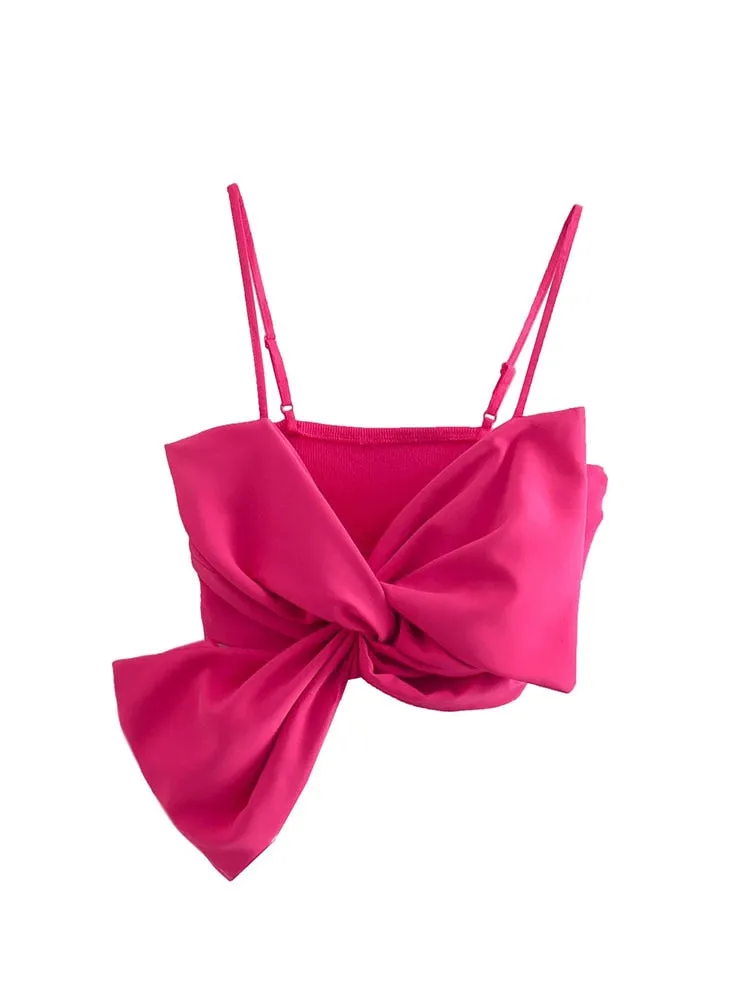 Znbbw 2023 Crop Top Women Sleeveless Party Off Shoulder Spaghetti Strap Backless Korean Bow Tank Tops 202304 - Image 8