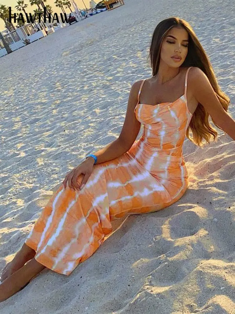 Znbbw Women Summer Party Sleeveless Slim Printed Bodycon Beach Long Dress 2023 Female Clothing Streetwear Wholesale Items - Image 3