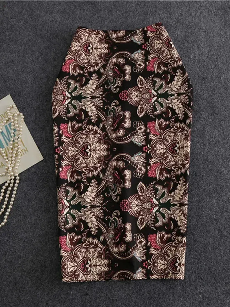 Znbbw Women's Pencil Skirts letters Printed Graphic Summer Autumn High Waist  Slit Tube faldas Woman Stretch Skirt Female GD503 - Image 14