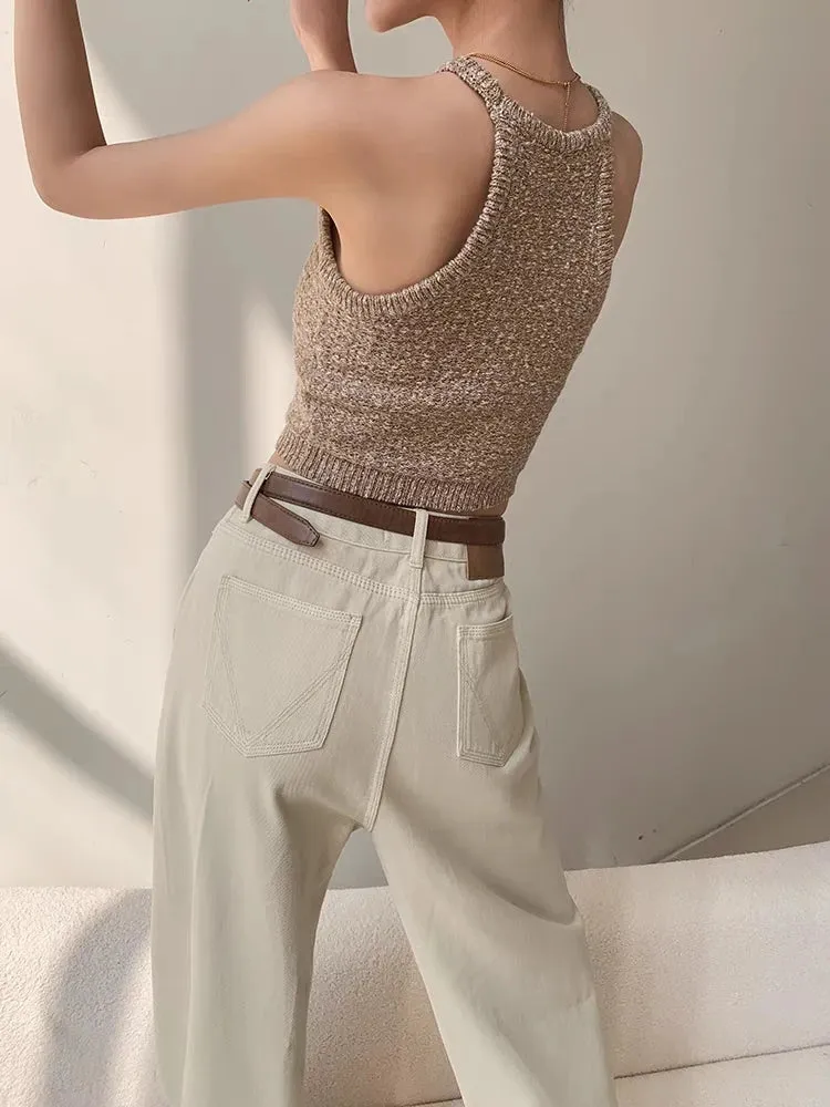 Znbbw Women Halter Collar Tank Crop Tops Female Sleeveless Short Knitted T-Shirt Stretchy Camisole Tees for Slim Girls - Image 6