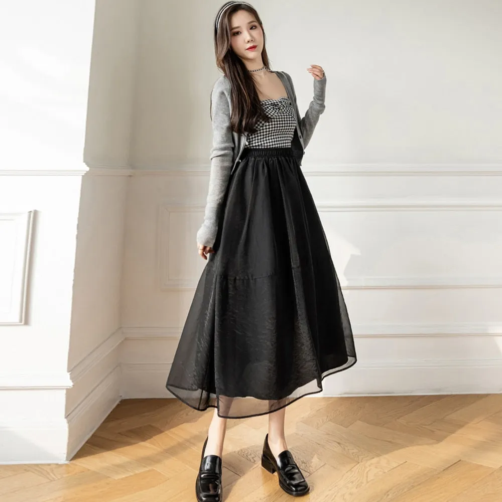 Znbbw Women Skirts Princess Mesh Stitching 2 Layers Pleated Skirt Spring Summer Casual Chic A-Line Skirts Faldas Mujer Moda Jupe 2023 - Image 5