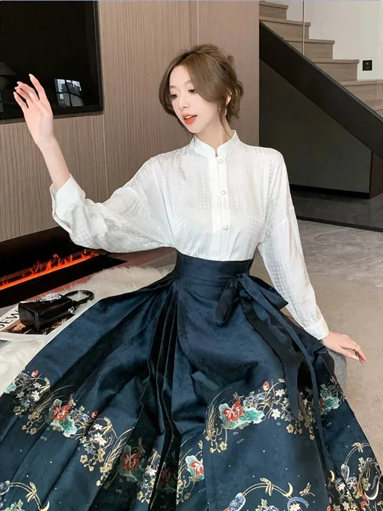 Znbbw Women Spring Autumn 2024 New Weaving Gold Imitation Makeup Chinese Style New Chinese High Grade Horse Face Skirt D5321 - Image 2