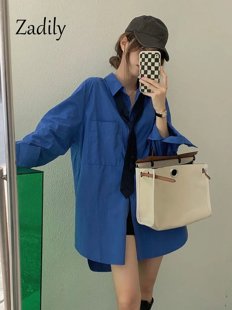 znbbw 2023 Summer Minimalist Long Sleeve Tie Women White Shirt Korea Style Button Loose Woman Blouse Work Female Clothing Tops - Image 4