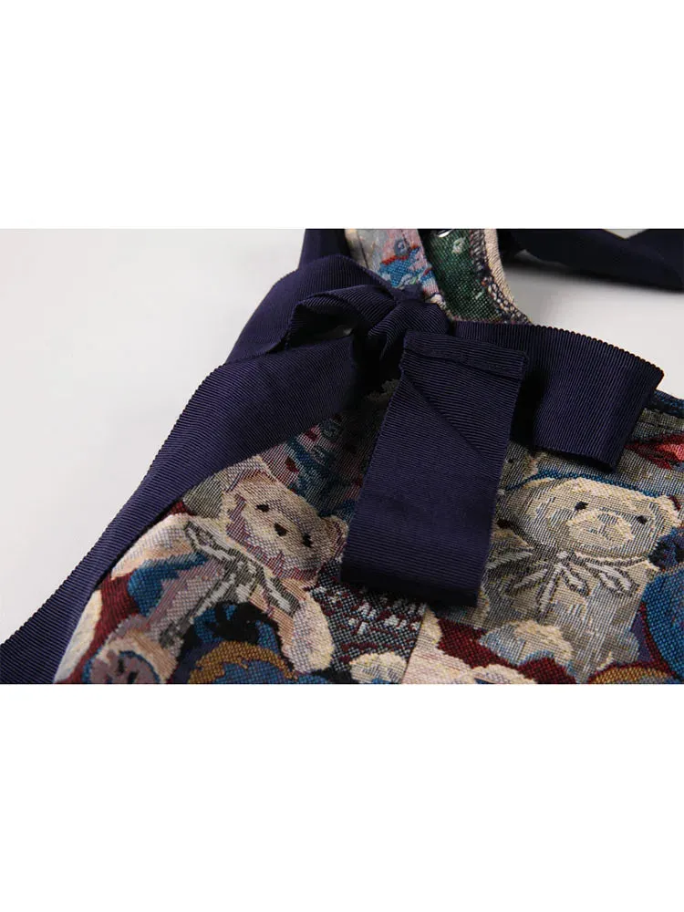 Znbbw 2024 Korean Cute Bear Jacquard Bow Women Suspender Vest Summer Y2K Vintage Casual Sleeveless Off Shoulder Ladies Crop Tops - Image 6