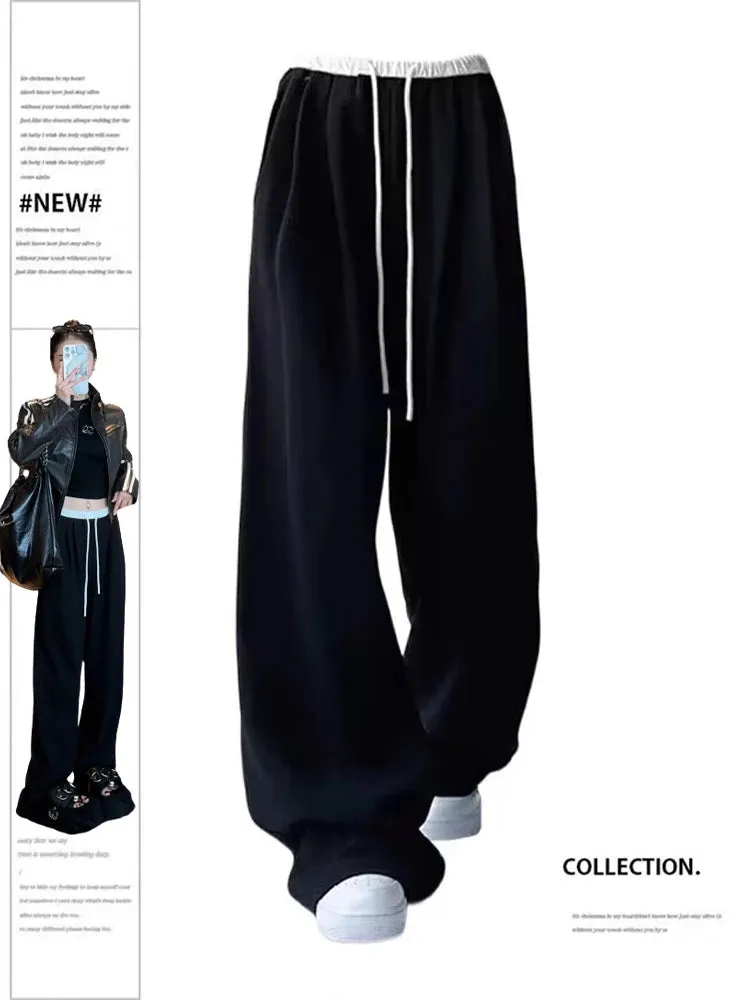 Znbbw Women's Black Gothic Sweatpants Baggy Y2k Harajuku Oversize Jogger Pants Vintage High Waist Wide Trousers Emo 2000s 90s Clothes